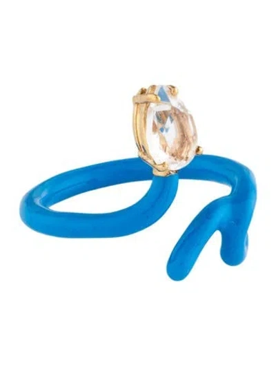 Pre-owned Bea Bongiasca Quartz & Enamel Baby Vine Ring In Blue