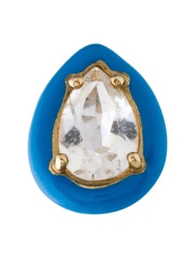 Pre-owned Bea Bongiasca Quartz & Enamel Gumdrop Single Stud Earring In Blue