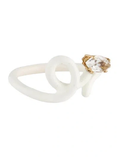 Pre-owned Bea Bongiasca Quartz Baby Vine Ring In White