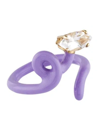 Pre-owned Bea Bongiasca Quartz Baby Vine Tendril Ring In Purple