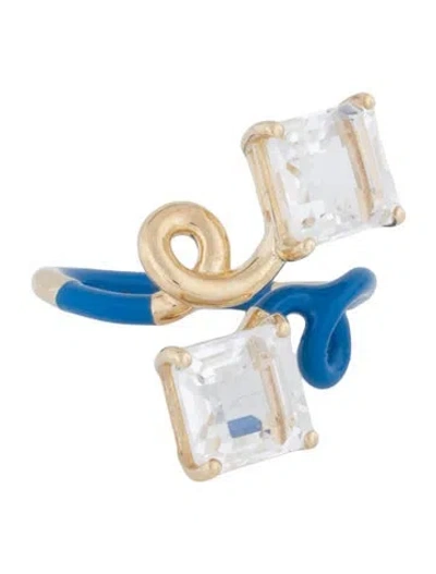 Pre-owned Bea Bongiasca Quartz Double Octagon Vine Ring In Blue