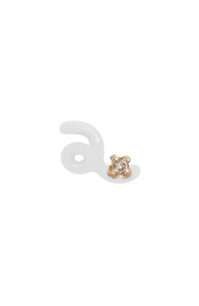 Bea Bongiasca Single Mini Diamond Loop Stud Earring In White