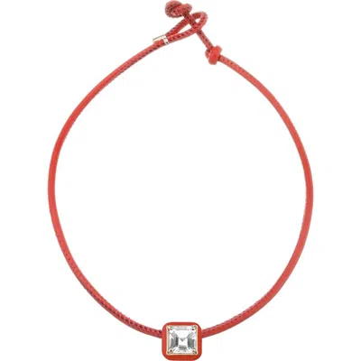 Bea Bongiasca Square Crystal Pendant Pop Choker Necklace In Red