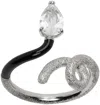 Bea Bongiasca Ssense Exclusive Silver & Black B Half Ring In White Gld White Enam