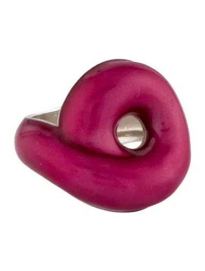 Pre-owned Bea Bongiasca Tarallo Enamel Ring In Pink