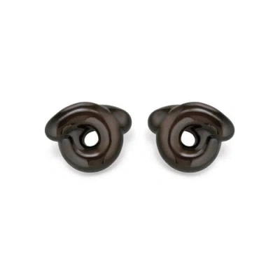 Bea Bongiasca Tarallo Enamel Stud Earrings In Cherry Chocolate