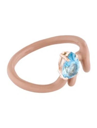 Pre-owned Bea Bongiasca Topaz & Enamel Baby Vine Ring In Brown