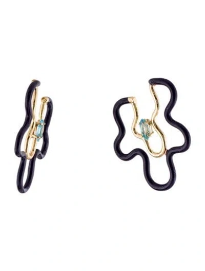 Pre-owned Bea Bongiasca Topaz Flower Power Drop Earrings In Blue