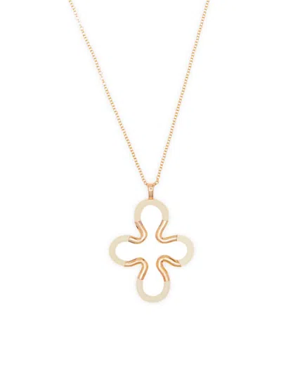 Bea Bongiasca Women's B Color Goldtone & Enamel Flower Pendant Necklace In Neutral