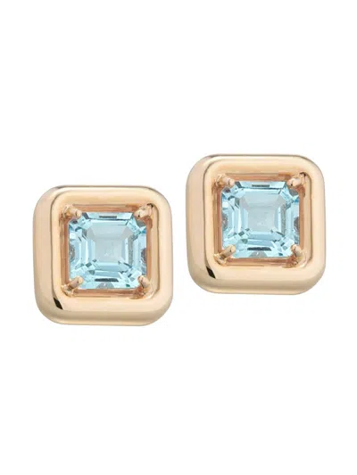 Bea Bongiasca Women's Candy 9k Yellow Gold & Rock Crystal Square Earrings In Burgundy