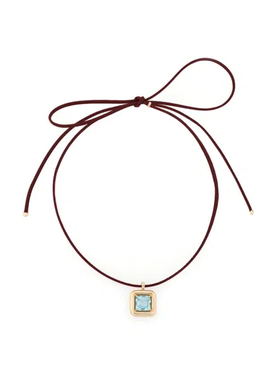 Bea Bongiasca Women's Candy 9k Yellow Gold, Blue Topaz & Leather Necklace In Gray