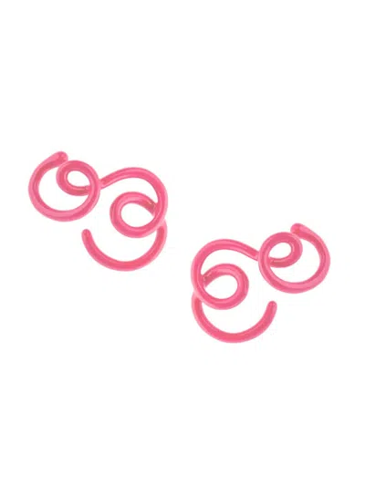 Bea Bongiasca Women's Philosophy X  Long Wave Enamel Stud Earrings In Pink