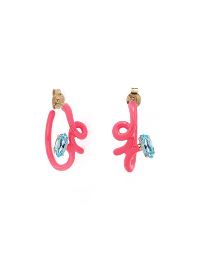 Bea Bongiasca Women's You're So Vine Baby Vine 9k Yellow Gold, Blue Topaz & Enamel Earrings