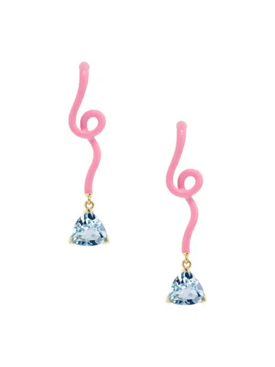 Bea Bongiasca Women's You're So Vine Goldtone, Enamel & Blue Topaz Drop Earrings In Light Pink