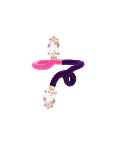 Bea Bongiasca You Are So Vine 9k & Silver 1.58 Ct. Tw. Rock Crystal Double Tendril Ring In Pink