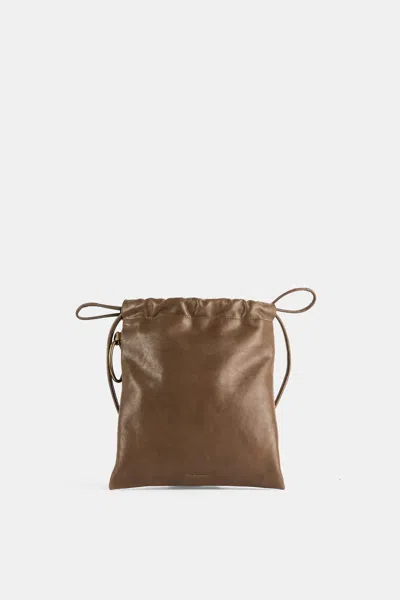 Bea Mombaers Leather Drawstring Bucket Bag In Khaki