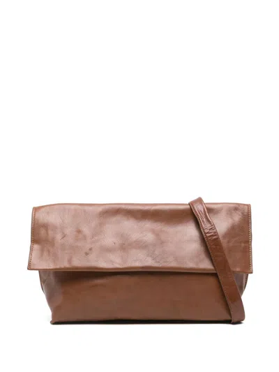 Bea Mombaers Leather Foldover Bag In Brown