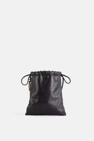 Bea Mombaers Sac Drawstring Large En Cuir Noir In Black