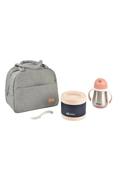 Béaba Beaba Kids' On-the-go Insulated Lunch Bag & Meal Set In Pink