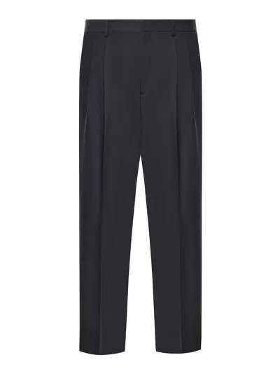 Beable Wool Blend Mat Trousers In Black