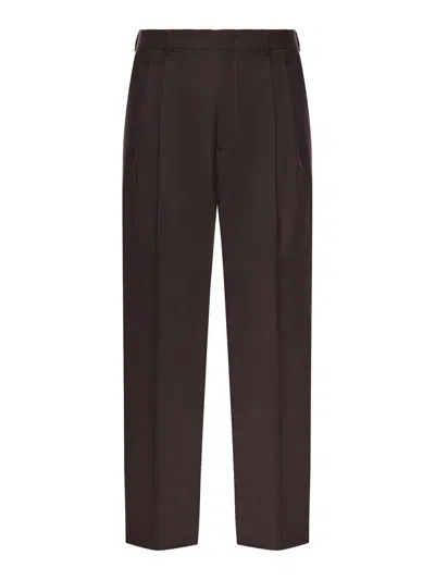 Beable Wool Blend Mat Trousers In Brown
