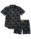 Beach Bros 2pc Palm Five-0 Swim Shirt & Trunk Set