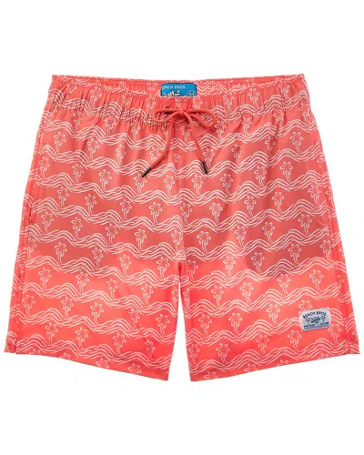 Beach Bros Brush Palm Waves Swim Short In Orange