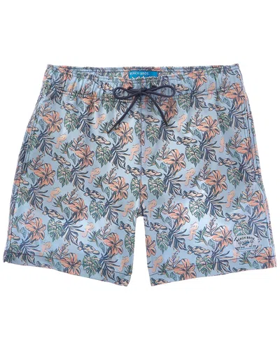 Beach Bros Floral Sea Turtle Swim Trunk In Blue