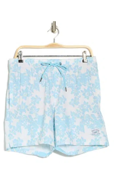 Beach Bros Scattered Floral Swim Trunks In Light Blue