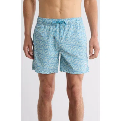 Beach Bros Small Field Of Daises Swim Trunks In Bone/blue