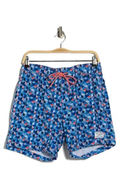 Beach Bros Triangular Escape Swim Trunks In Blue