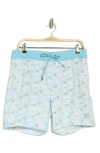 Beach Bros Turtle Waves Swim Trunks In White Blue