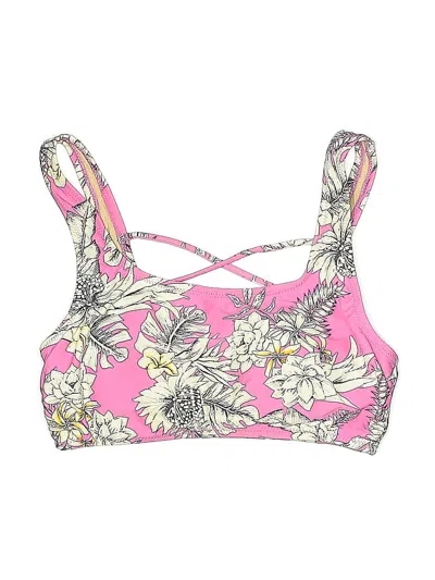 Pre-owned Beach Bump By Motherhood Swimsuit Top Pink Floral Pattern Swimwear