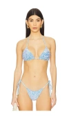 Beach Bunny Capri Triangle Bikini Top In Blue Shell Sequins