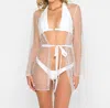 Beach Bunny Girl Gang Pearl Mesh Mini Robe In White In White
