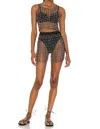 Beach Bunny Glitzy Girl Mesh Pearl Top And Skirt Set In Black In Black