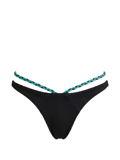 Beach Bunny Lex Tango Braided Bikini Bottoms In Black