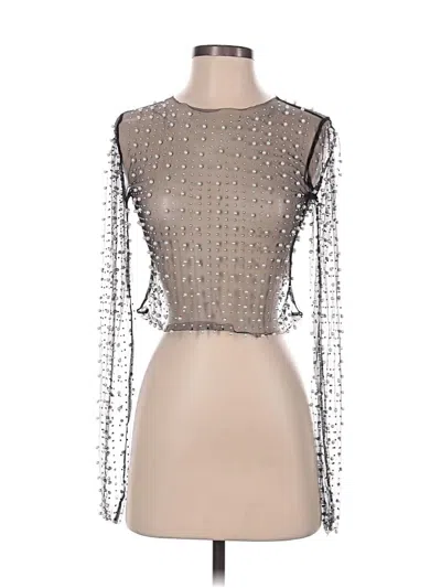 Pre-owned Beach Bunny Long Sleeve Top Silver Square Neckline Tops