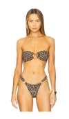 Beach Bunny Love Bandeau Bikini Top In Leopard