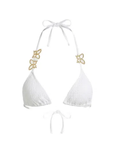 Beach Bunny Ny Butterfly-appliqué Triangle Bikini Top In White