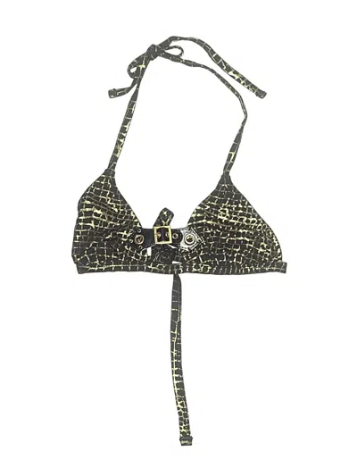 Pre-owned Beach Bunny Swimsuit Top Gold Animal Print Pattern Swimwear
