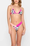 Beach Bunny Swimwear Alex Micro Triangle Bikini Top In Zebra Rose