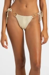 Beach Bunny Swimwear Audrey Tango Bikini Bottom In Metallic Gold
