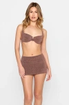 Beach Bunny Swimwear Casey Mini Skirt In Brown Glitter