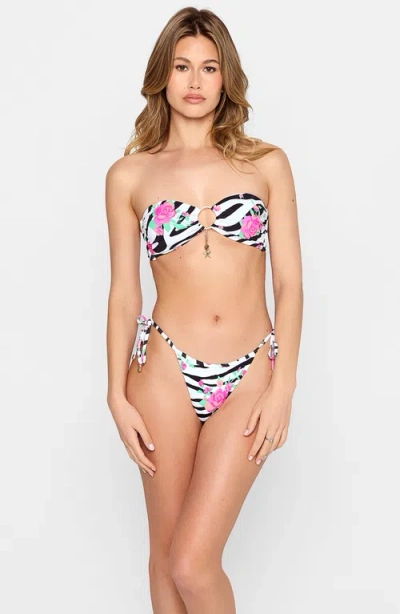 Beach Bunny Swimwear Constance Tie Side Skimpy Bottom In Zebra Rose