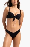 Beach Bunny Swimwear Elle Push Up Top In Black Shiny Rib