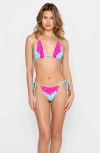 Beach Bunny Swimwear Lady Lace Skimpy Tie Side Bikini Bottom In Sky Blue Floral