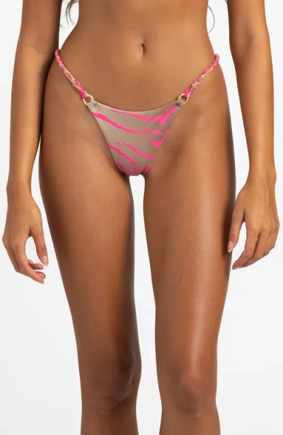 Beach Bunny Swimwear Linked To You Skimpy Bikini Bottom In Tiger Tan Popstar