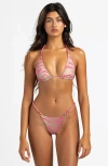 Beach Bunny Swimwear Linked To You Triangle Top In Tiger Tan Popstar