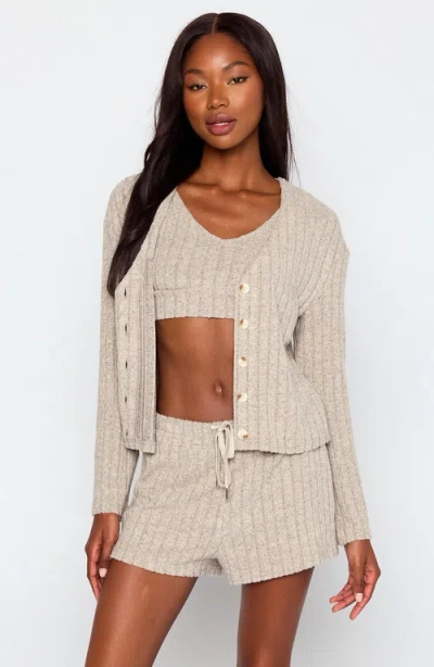 Beach Bunny Swimwear Mai Long Sleeve Cardigan In Neutral